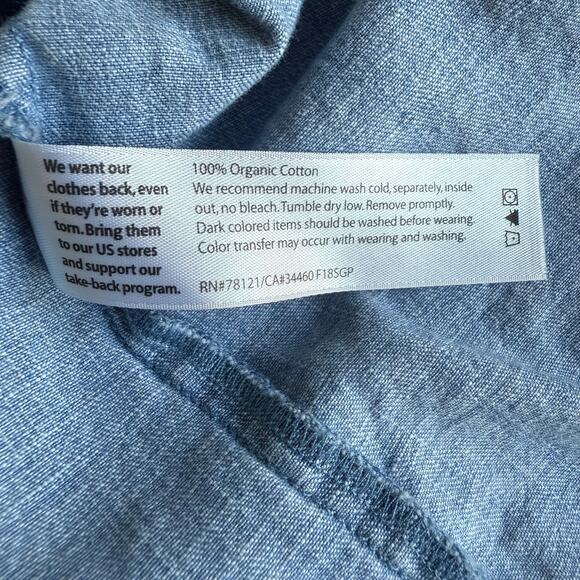 Eileen Fisher Organic Cotton Chambray Button Down Shirt Medium - Picture 5 of 5